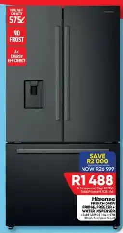 Furnmart Hisense french door fridge/ freezer + water dispenser offer