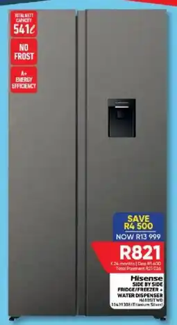 Furnmart Hisense side by side fridge/ freezer + water dispenser offer
