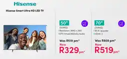 Teljoy Hisense 50" Smart Ultra HD LED TV offer