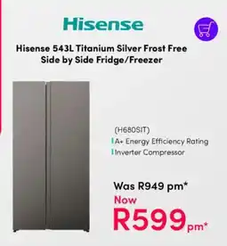 Teljoy Hisense Titanium Silver Frost Free Side by Side Fridge/ Freezer offer
