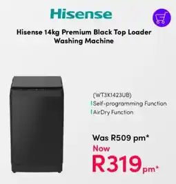 Teljoy Hisense Premium Black Top Loader Washing Machine offer