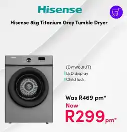 Teljoy Hisense Titanium Grey Tumble Dryer offer
