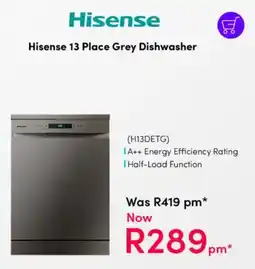 Teljoy Hisense 13 Place Grey Dishwasher offer