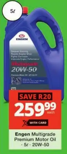 Checkers Engen Multigrade Premium Motor Oil offer