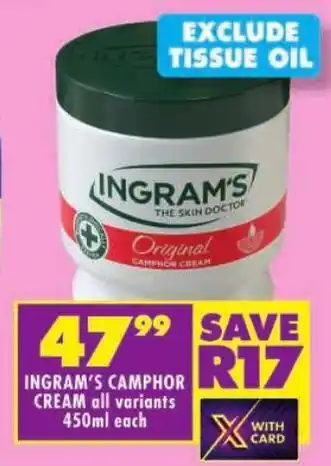 Shoprite Ingram's camphor cream offer