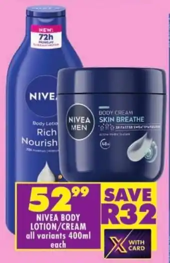 Shoprite Nivea body lotion/ cream offer