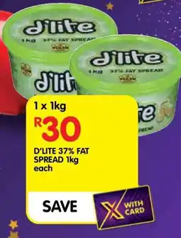 Shoprite D'LITE 37% FAT SPREAD 1kg offer