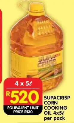 Shoprite SUPACRISP CORN COOKING OIL 4x5ℓ offer