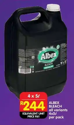 Shoprite ALBEX BLEACH all variants 4x5ℓ per pack offer