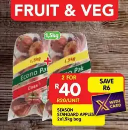Shoprite SEASON STANDARD APPLES 2x1,5kg bag offer