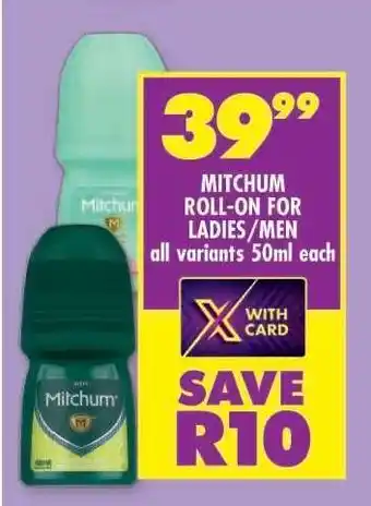 Shoprite Mitchum Roll-On for Ladies/Men offer