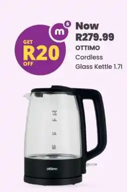 Shoprite OTTIMO Cordless Glass Kettle 1.7l offer