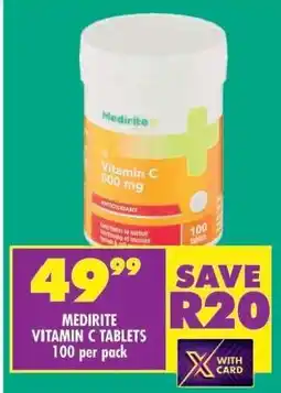 Shoprite MEDIRITE VITAMIN C TABLETS 100 per pack offer