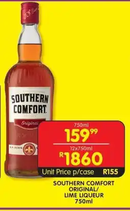 Shoprite SOUTHERN COMFORT ORIGINAL/LIME LIQUEUR 750ml offer
