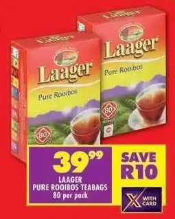 Shoprite LAAGER PURE ROOIBOS TEABAGS 80 per pack offer