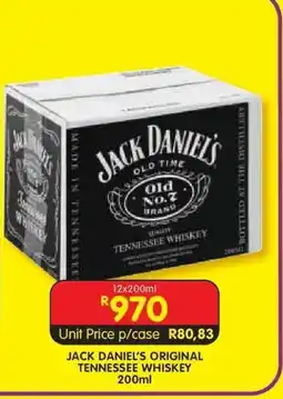 Shoprite JACK DANIEL’S ORIGINAL TENNESSEE WHISKEY 200ml offer