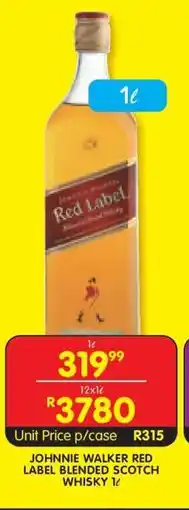 Shoprite JOHNNIE WALKER RED LABEL BLENDED SCOTCH WHISKY 1ℓ offer