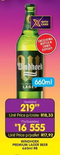 Shoprite WINDHOEK PREMIUM LAGER BEER 660ml RB offer