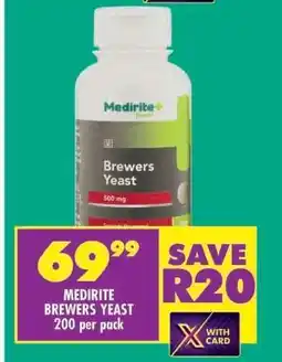 Shoprite MEDIRITE BREWERS YEAST 200 per pack offer