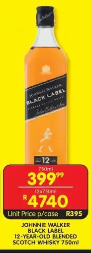 Shoprite JOHNNIE WALKER BLACK LABEL 12-YEAR-OLD BLENDED SCOTCH WHISKY 750ml offer