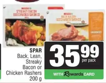 Spar SPAR Back, Lean, Streaky Bacon or Chicken Rashers offer