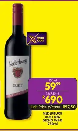 Shoprite NEDERBURG DUET RED BLEND WINE 750ml offer