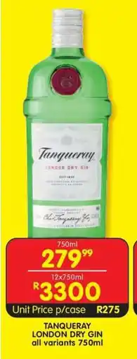 Shoprite TANQUERAY LONDON DRY GIN all variants 750ml offer