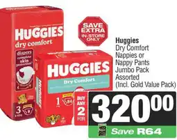 Spar Huggies Dry Comfort Nappies or Nappy Pants Jumbo Pack offer