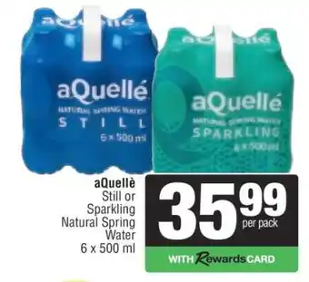 Spar aQuellè Still or Sparkling Natural Spring Water offer
