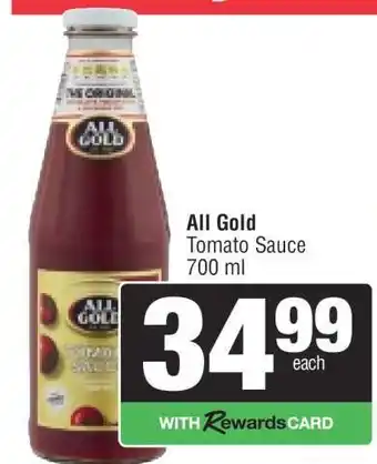Spar ALL GOLD Tomato Sauce offer