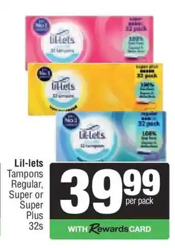 Spar LIL-LETS Tampons offer