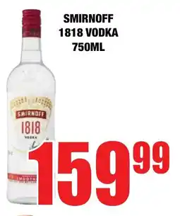 Boxer Liquors Smirnoff 1818 vodka offer