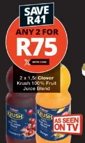 Checkers Clover Krush 100% Fruit Juice Blend offer
