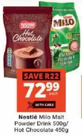 Checkers Nestlé Milo Malt Powder Drink/ Hot Chocolate offer