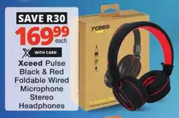 Checkers Xceed Pulse Black & Red Foldable Wired Microphone Stereo Headphones offer