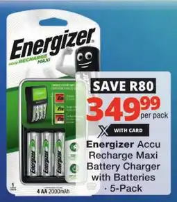 Checkers Energizer Accu Recharge Maxi Battery Charger with Batteries offer