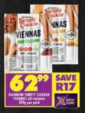 Shoprite Rainbow simply chicken viennas offer