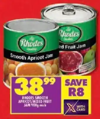 Shoprite Rhodes smooth apricot/ mixed fruit jam offer