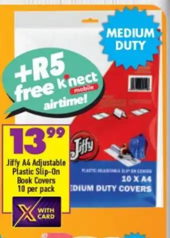 Shoprite Jiffy A4 Adjustable Plastic Slip-On Book Covers 10 per pack offer