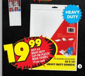 Shoprite Jiffy A4 Heavy-Duty Slip-On Plastic Book Covers 10 per pack offer