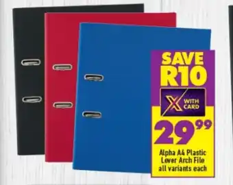 Shoprite Alpha A4 Plastic Lever Arch File All Variants each offer