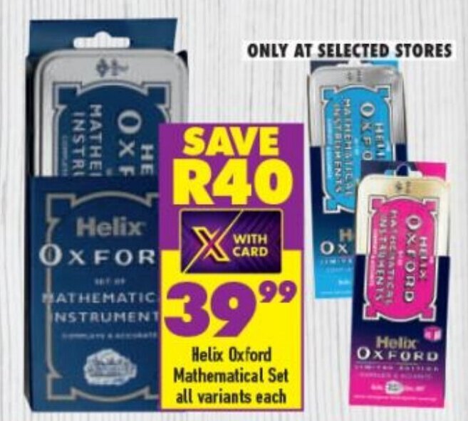 Helix Oxford Mathematical Set All Variants each offer at Shoprite