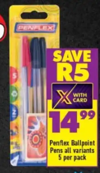 Shoprite Penflex Ballpoint Pens All Variants 5 per pack offer