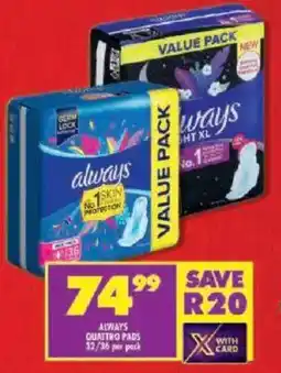 Shoprite Always quattro pads offer