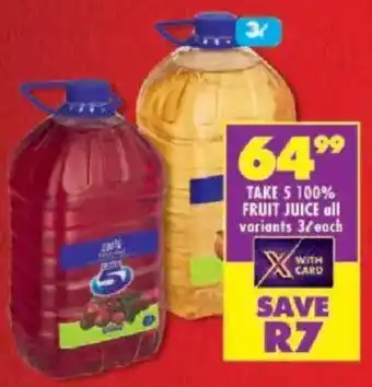 Shoprite Take 5 100% fruit juice offer