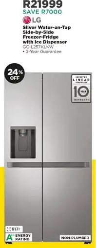 House & Home LG Silver Water-on-Tap Side-by-Side Freezer-Fridge with Ice Dispenser offer