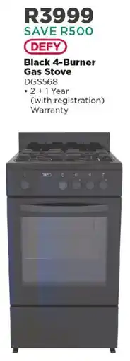 House & Home Defy Black 4-Burner Gas Stove offer