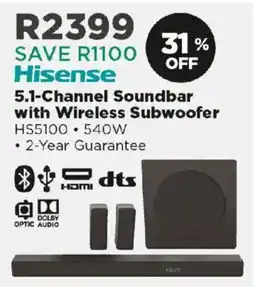 House & Home Hisense 5.1-Channel Soundbar with Wireless Subwoofer offer
