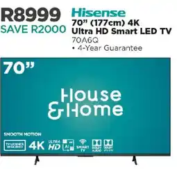 House & Home Hisense 70" 4K Ultra HD Smart LED TV offer