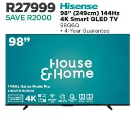House & Home Hisense 98" 144Hz 4K Smart QLED TV offer